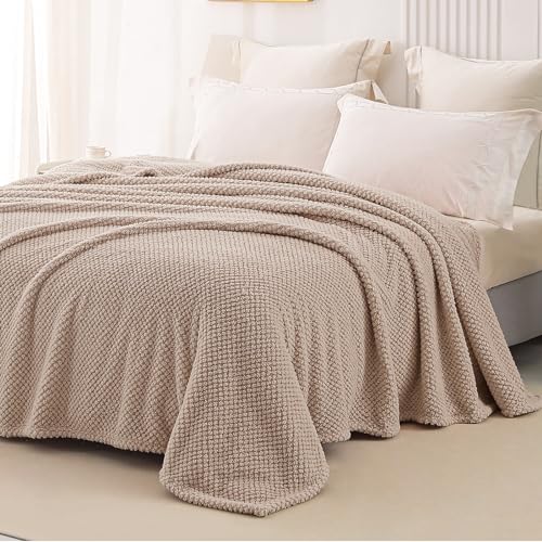 Whale Flotilla Soft Fleece Queen Size Bed Blanket, Camel - color: Camel, size: Queen(90x90 In)