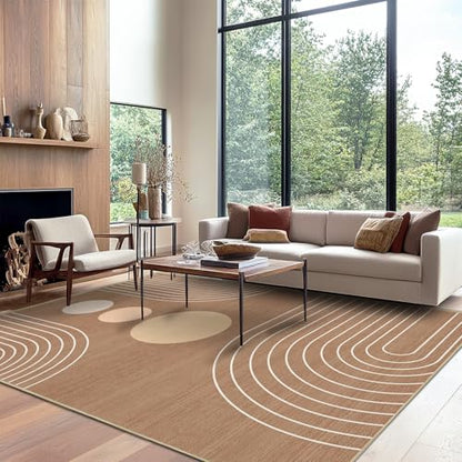8x10 Boho Area Rug for Living Room Modern Geometric Abstract Rug Brown - color: Camel Brown, size: 10' x 8' (Rectangular)