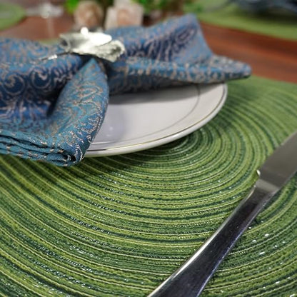 WAZAIGUR Oval Placemats Set of 4, Woven Braided, 18 x 12 Inch, Hunter Green - color: Hunter Green, size: set of 4