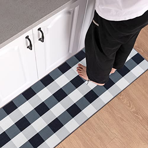 Carvapet Washable 17"x48"+17"x24" Kitchen Rug Set - color: Black & White Buffalo