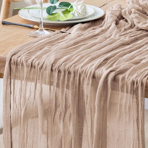 Cheesecloth Table Runner 10FT Nude Pink Boho Gauze Sheer Table Runners - color: Nude Pink, size: 1 Pack