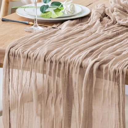 Cheesecloth Table Runner 10FT Nude Pink Boho Gauze Sheer Table Runners - color: Nude Pink, size: 1 Pack