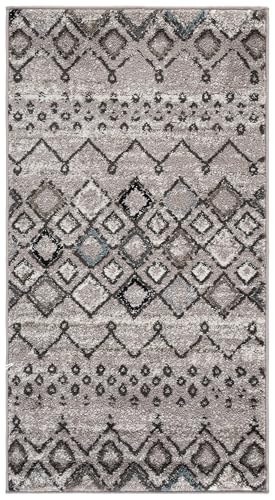 SAFAVIEH Amsterdam Accent Rug 2'3"x4', Boho Light Grey & Brown AMS108F - color: Light Grey/Brown, size: 2'3" x 4' (Rectangular)