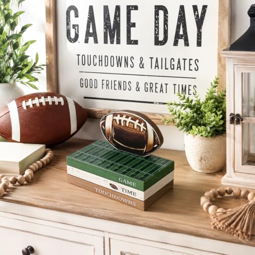 Smile Fall Wooden Decor Signs Football FALL Y'ALL Tiered Tray Tabletop Signs for Autumn Harvest Thanksgiving Game Day Decor - style: Football