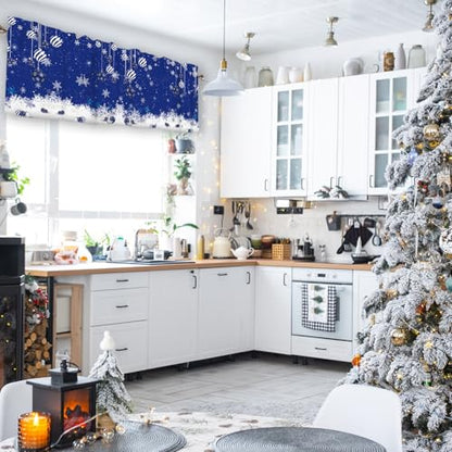 Christmas Snowflake Valances for Windows 1 Panel, 42x12 in - color: Blue, size: 42"W x 12"L (Pack of 1)