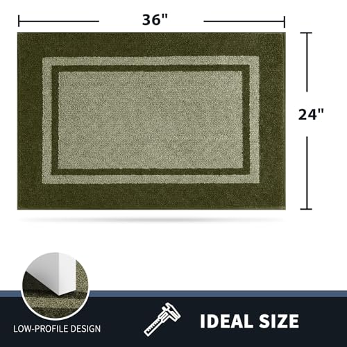 PURRUGS Dirt Trapping Door Mat, 24" x 36", Budding Green & Sage Green - color: Budding Green & Sage Green, size: 24" X 36"