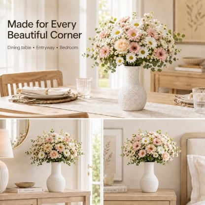 Nawaza Ceramic Flower Vase White Small Farmhouse Table Decor Vase V15 - color: Modern White-v15