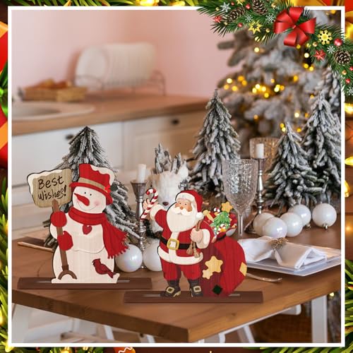 CroBlissful 6 Pcs Christmas Table Decor, Rustic Wooden Xmas Tabletop Signs - style: Christmas