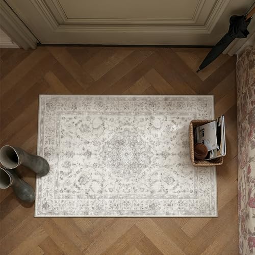 PureCozy 2x3 Washable Small Entryway Rug Gray Vintage Oriental Retro - color: Retro Gray, size: 2' x 3' (Rectangular)