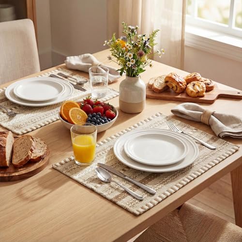 Artoid Mode Light Coffee Woven Braided Stripe Placemats Set of 6-12x18 Inch - color: Light Coffee, size: 12" x 18", 6 Pcs