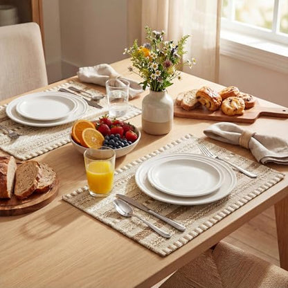 Artoid Mode Light Coffee Woven Braided Stripe Placemats Set of 6-12x18 Inch - color: Light Coffee, size: 12" x 18", 6 Pcs