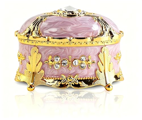 Vintage Enamel Light Purple Oval Jewelry Box, Small Trinket Box - color: purple