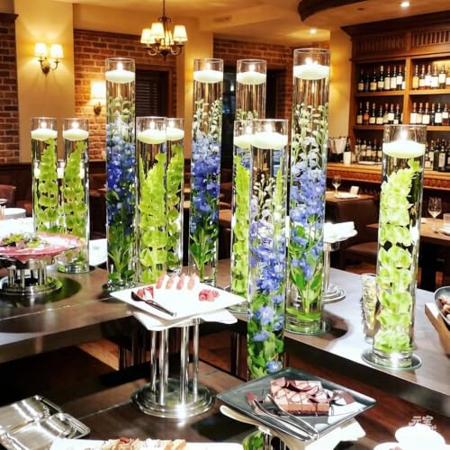 CYS EXCEL Cylinder Clear Glass Vase (H:40" D:6") | Multiple Size Choices Glass Flower Vase Centerpieces | Hurricane Floating Candle Holder Vase, (GCY122/40) - size: H-40" D-6"