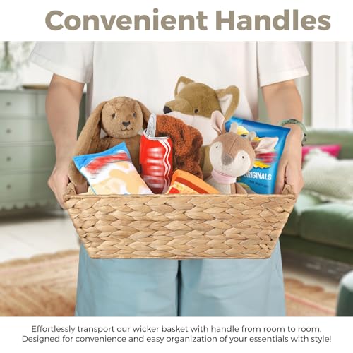 Set of 3 Snack Baskets, Water Hyacinth Basket,Wicker Snack Basket Organizer - color: Natural Brown Color