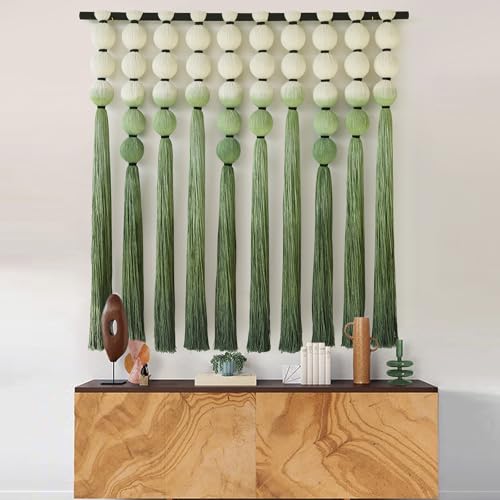 Macrame Wall Hanging Green Dip Dyed Sphericity Cotton Wall Art 39"W*39"L - color: Green