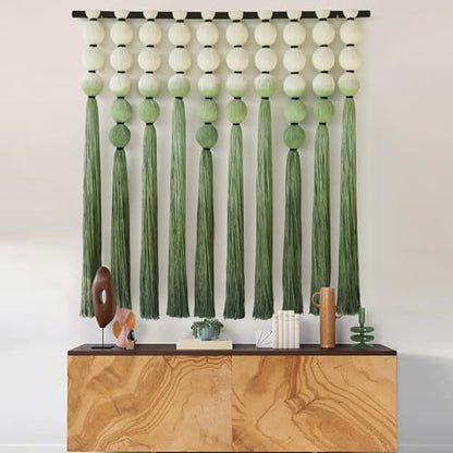 Macrame Wall Hanging Green Dip Dyed Sphericity Cotton Wall Art 39"W*39"L - color: Green