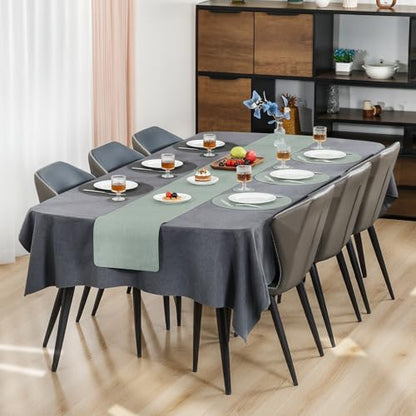 Myir JUN 14" Round Placemats Set of 4, Reversible Dual-Color Place Mats - color: Gray Sage Green