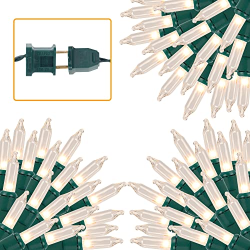 3 Sets Christmas Lights, 150 Count 33 FT Each Mini String Lights, Clear Green Wire Fairy Light, 120V UL Certified Connectable Xmas Tree Light for Holiday Patio Party Outdoor Decoration, Warm White - color: Clear Warm White, size: 3 Pack