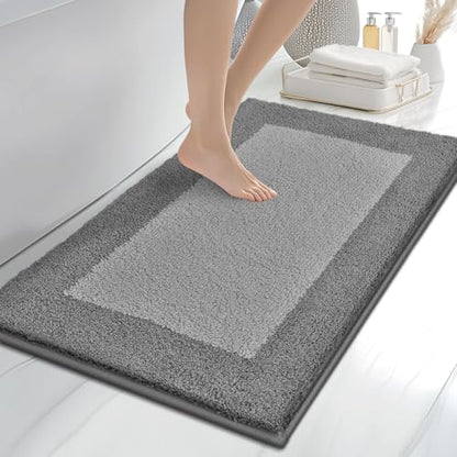anllugs Bathroom Rugs, 24" x 36" Soft Bath Rugs, Grey & Dark Grey - color: Grey & Dark Grey, size: 24" X 36"