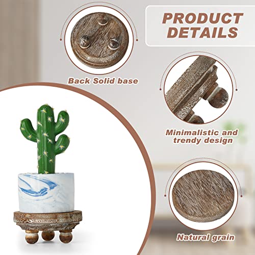Yalikop Set of 2 Mini Wood Risers for Decor Round Wooden Riser, Brown