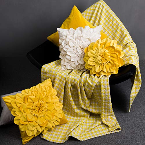 OiseauVoler Decorative 3D Throw Pillow Covers Aesthetic Yellow 18x18 Inch - color: Yellow