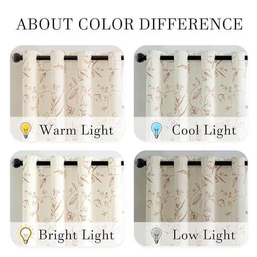 ChrisDowa 100% Blackout Floral Curtains 84 Inches Long 2 Panels,Brown/Beige - color: Brown on Beige, size: 52"W x 84"L (Pack of 2)