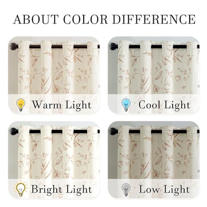 ChrisDowa 100% Blackout Floral Curtains 84 Inches Long 2 Panels,Brown/Beige - color: Brown on Beige, size: 52"W x 84"L (Pack of 2)