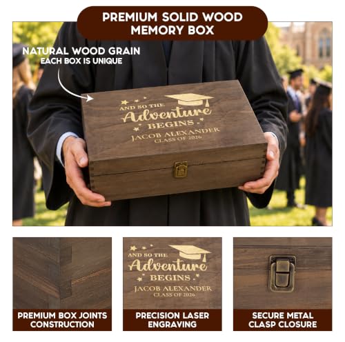 Personalized Graduation Keepsake Box, High School & College Grad Gift - style: 4. Graduation Designs