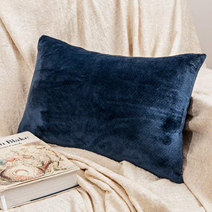 NTBAY Queen Velvet Pillowcases, Set of 2, Zipper, Navy Blue - color: Navy Blue, size: 30" x 20" (Pack of 2)