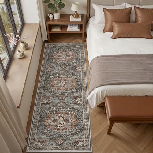 Roxstand Washable 2.6x8 Hallway Runner Rug, Grey/Brown/Tan - color: Grey/Brown/Tan, size: 2'6" x 8' (Runner)