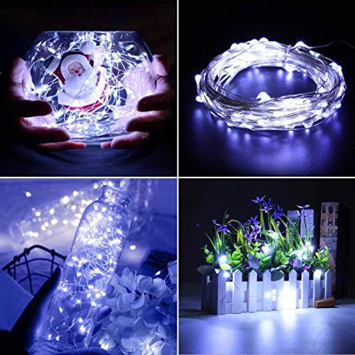 Fairy Lights Battery Operated, 10Feet 30 LED String Lights Indoor Outdoor, Starry Twinkle Light for Wedding Party Christmas Table Decorations, Cold White Bluish（AA Batteries not Included） - color: Cold White（Bluish）, size: 10 ft