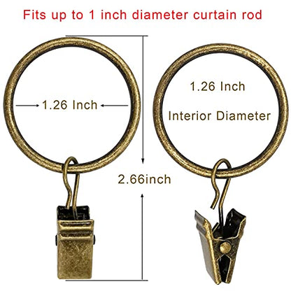 LLPJS Curtain Rings with Clips, 1.26 inch ID, 100 Pack, Bronze - color: Bronze, size: 1.26" I D Set of 100