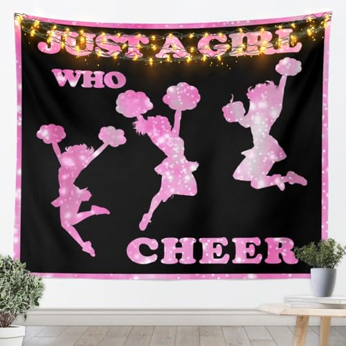 Feelyou Cheer Tapestry Girls Cheerleader Lover Wall Hanging for Daughter Girl Pink Glitter Decor Wall Blanket Princess Style Tapestries Bedroom Wall Art XLarge 70"x92" - color: Multi 904, size: 92.5"L x 70"W