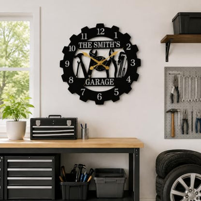 Personalized Garage Clock, Custom Metal Wall Clock, Mechanic Garage Decor - color: Design7