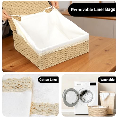 Nonam Rattan Divided Storage Basket with Lid, Set of 3, Natural - color: Divided Paper * Set of 3