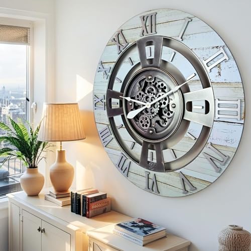 ImprovingLife The Gears Clock Real Moving Gear Wall Clock England Line (Desert Beige, 36 inches (90 cm)) - color: Desert Beige, size: 36 inches (90 cm)