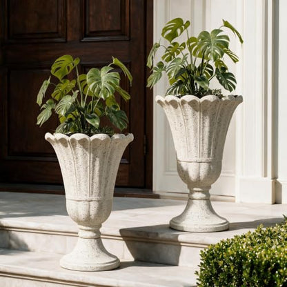 NicBex 24" Tall Urn Planters for Outdoor Plants Set of 2 - Beige Petal - color: Beige - Colorful