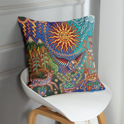 Sanwarm Linen Throw Pillow Covers Set of 4, 18 x 18 Inch, Boho Ethnic - color: Mexico Boho, size: 18" x 18" (Pack of 4)