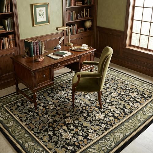 GarveeHome Washable Christmas 5x7 Rugs for Living Room Bedroom Green Black - color: Green Black, size: 5' x 7' (Rectangular)