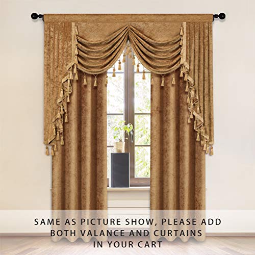ELKCA Thick Chenille Window Curtains Valance for Living Room Bronze Waterfall Valance for Bedroom,Rod Pocket (Bronze, W59) - color: Valance,bronze, size: 59"W x 43"L (Pack of 1)