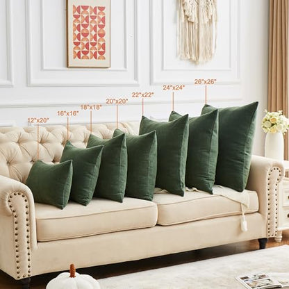 GAWAMAY Dark Green Chenille Throw Pillow Covers 26x26 Set of 2 for Couch - color: Dark Green, size: 26" x 26" (Pack of 2)