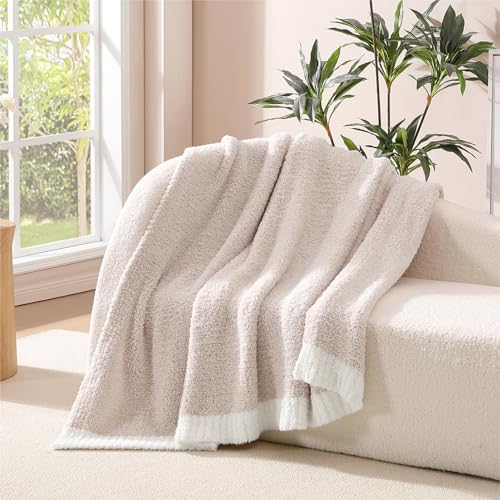 WRENSONGE Soft Throw Blanket for Couch-Cozy Reversible Knitted Blankets - color: Aesthetic Taupe, size: Throw (50"x 60")