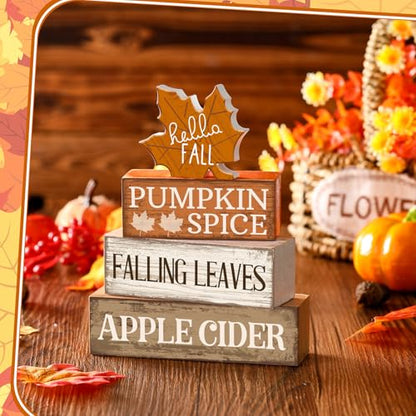 Moucuny 4 Pcs Fall Decor Wooden Maple Leaf Decoration Thanksgiving Decor - style: Maple Leaf