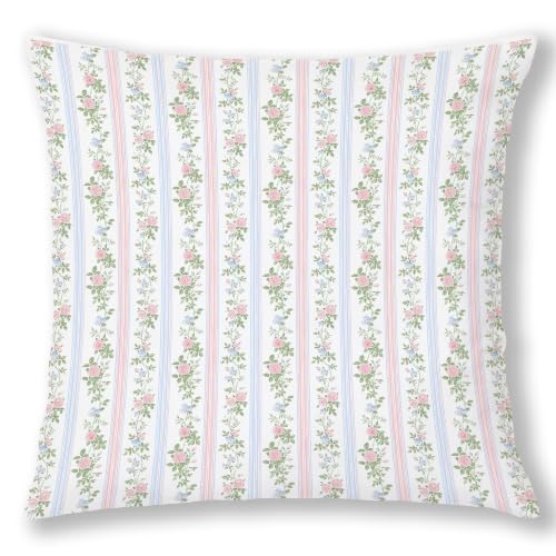 Floral Grandmillennial Pillow Covers 18x18, Girls Room Decor - color: Blue and Pink 3, size: 18" x 18" (Pack of 1)