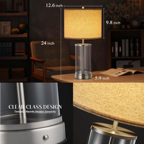 O’Bright Luma - Battery Powered Table Lamp (Brushed Nickel, 24-inch) - color: Brushed Nickel, size: 24-inch