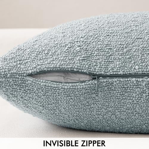 MIULEE Textured Boucle Lumbar Pillow Cover for Bed 12x20 Light Blue - color: Light Blue, size: 20" x 12" (Pack of 1)