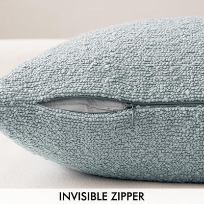 MIULEE Textured Boucle Lumbar Pillow Cover for Bed 12x20 Light Blue - color: Light Blue, size: 20" x 12" (Pack of 1)