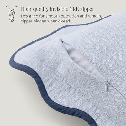 Double Stitch 100% Cotton Scalloped Throw Pillow Covers, Arctic Blue - color: Arctic Blue, size: 20" x 20" (Pack of 1)
