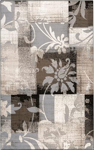 SUPERIOR Indoor Area Rug, Plush Carpet Cover, for Kids or Pets, Hallway, Entryway, Living Room, Dining, Bedroom, Office, Kitchen, Modern Floral Patchwork Decor, Pastiche Collection, 12' x 15', Beige - color: Beige, size: 12' x 15' (Rectangular)