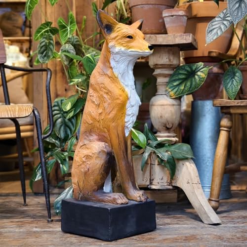 GENUINQ 30'' H Sitting Fox Statue Sculpture Garden Outdoor Decor